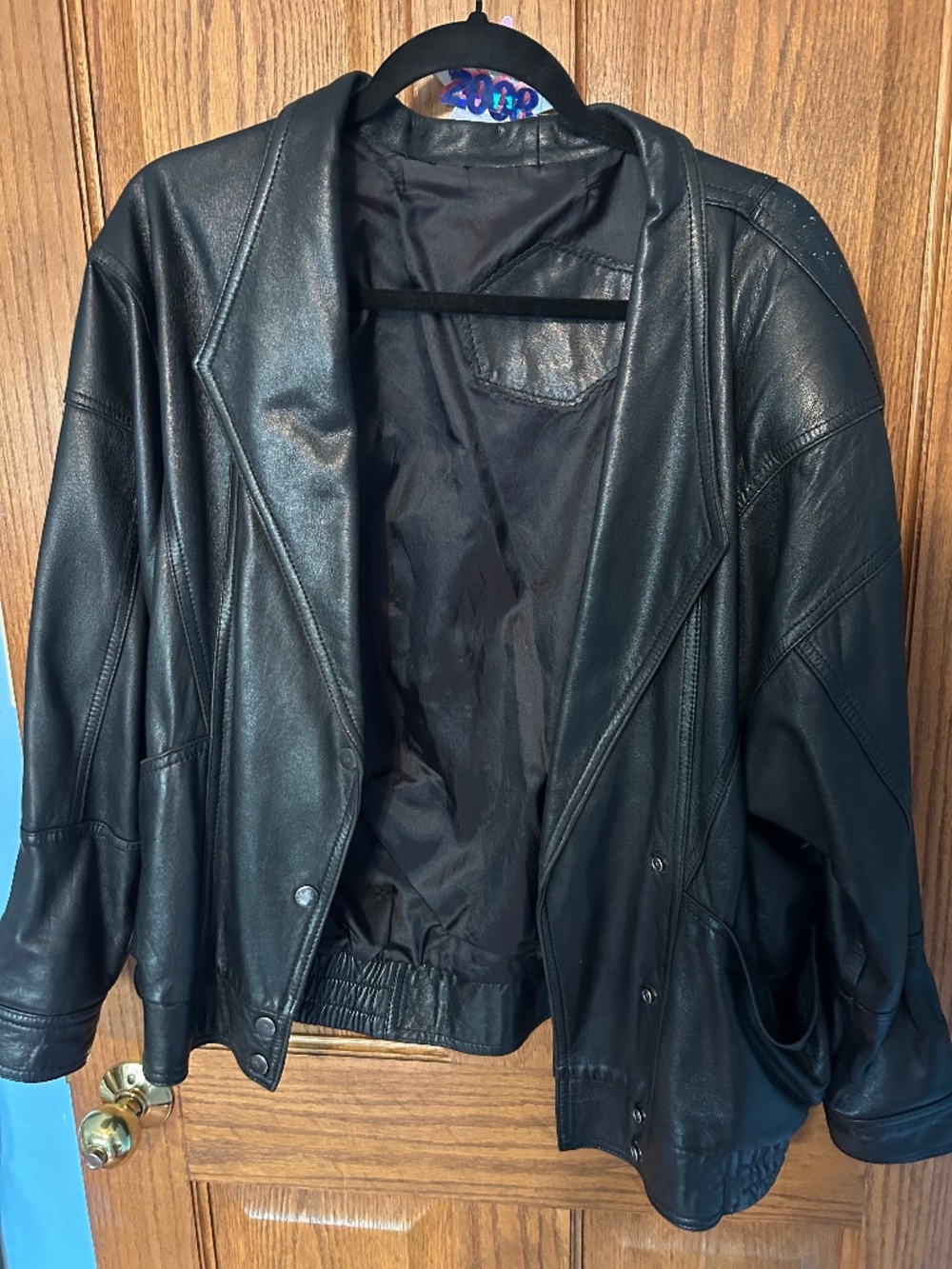 Unlabeled Black Leather Coat